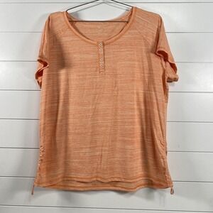 T by Talbots Shirt Womens 2X Striped Button Henley Short Sleeve Casual Top Plus